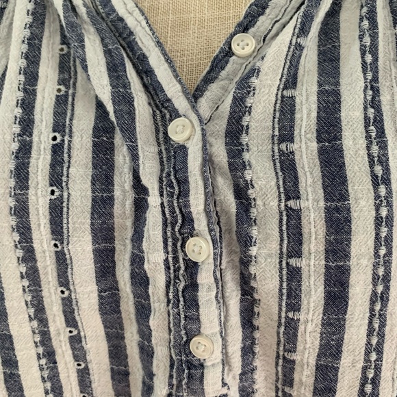 Navy and white strip peasant shirt Size 20, XXL - Picture 3 of 6